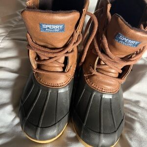 Sperry Kids Tan and Black Boots